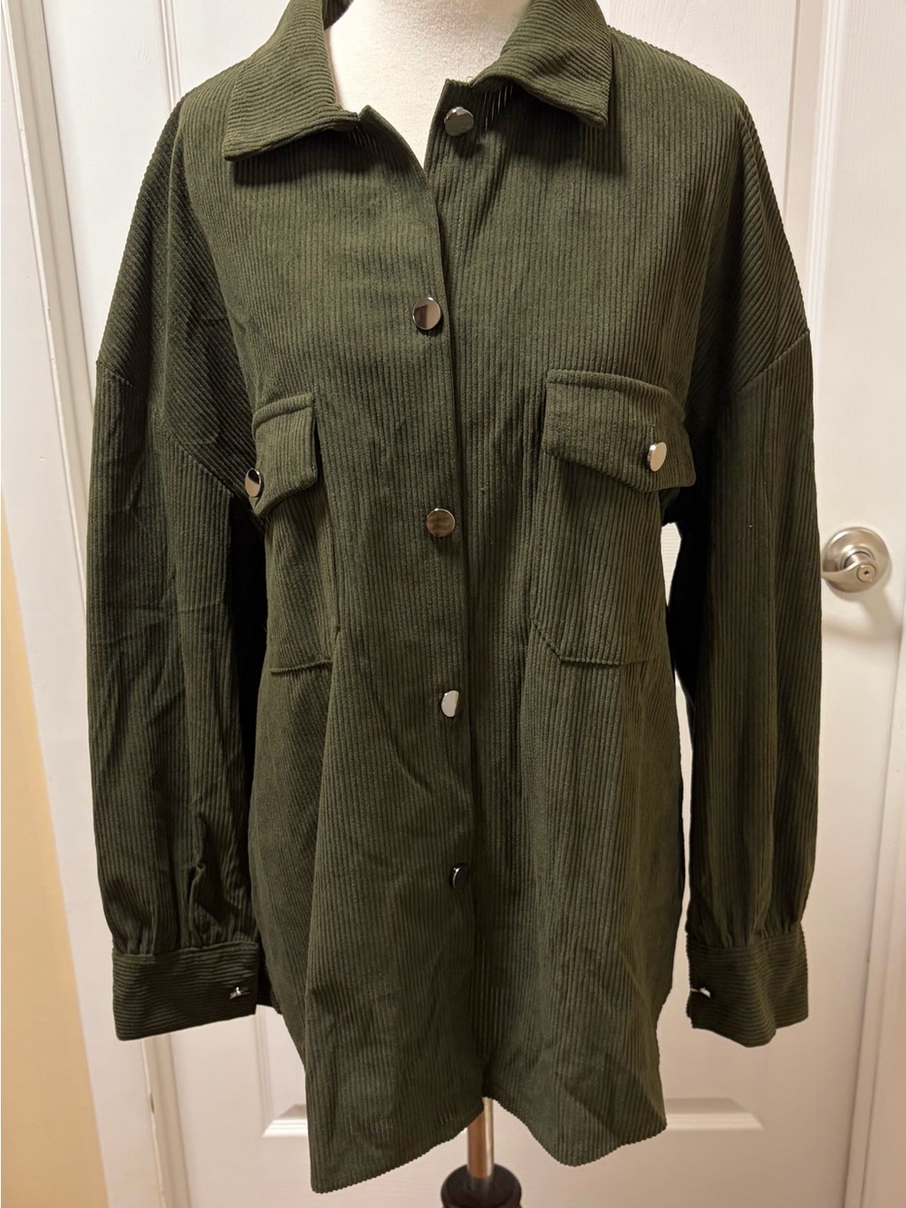 Women's Olive Green Corduroy Utility Jacket